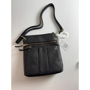 Time and Tru Women’s Crossbody Bag Faux Leather Purse with Front Zipper Pockets